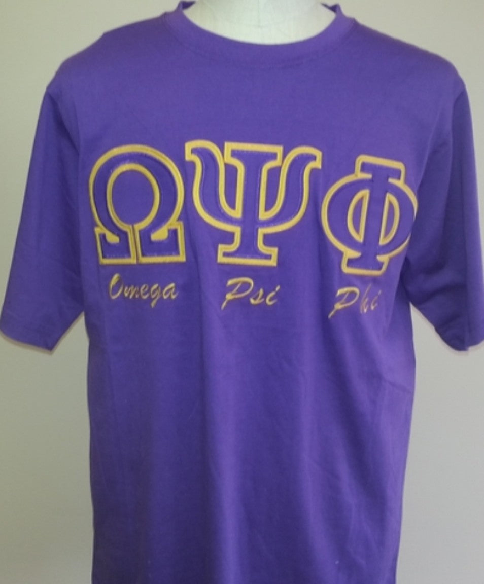 Omega Psi Phi Embroidered T-Shirt Short Sleeve